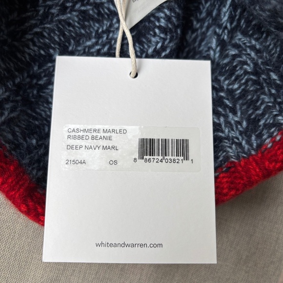 WHITE + WARREN CASHMERE MARLED RIBBED BEANIE - Picture 4 of 5